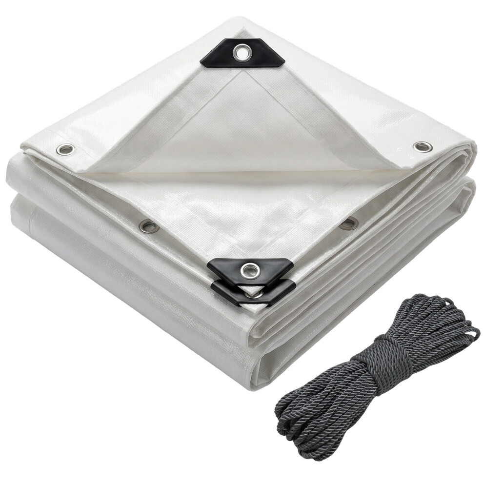 Vounot 2X3m Tarpaulin Heavy Duty 180 G/Mè Waterproof Tarp White 6977999843274