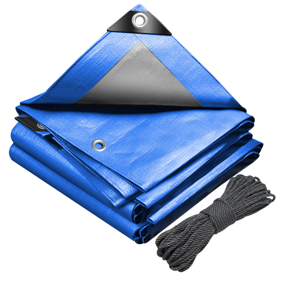 Vounot 4X8m Tarpaulin Heavy Duty 180 G/Mè Waterproof Tarp Blue 6977999843243