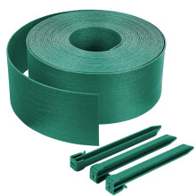 VOUNOT High flexible PE garden edging 20M x 13 CM with stakes, Green
