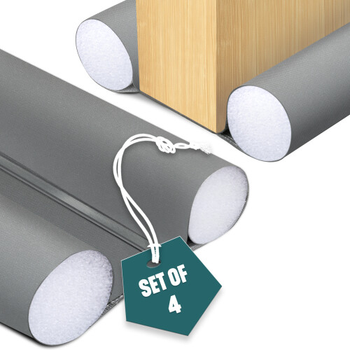 VOUNOT 4 Pack Double Sided Draught Excluder 96cm Under Door Draft Stopper, Grey