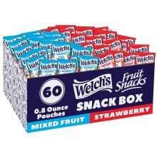 Welch's Fruit Snacks, Mixed Fruit & Strawberry Snack Box, Gluten Free, 0.8oz Snack Packs (Pack of 60)