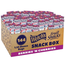 Welch's Fruit Snacks, Berries 'n Cherries, Great for School Lunches, Bulk Pack, Individual Single Serve Bags, 1.55 oz (Pack of 144)
