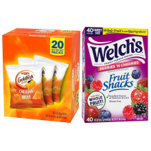 Goldfish and Welch's, 1 Box of Goldfish Cheddar Cheese Snack Packs (20 Count) and 1 Box of Welch's Berries 'N Cherries Fruit Snack Packs (40 Count)