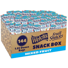 Welch's Fruit Snacks, Mixed Fruit, Great for School Lunches, Bulk Pack, Individual Single Serve Bags, 1.55 oz (Pack of 144)