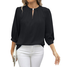 Elegant and casual long-sleeved shirt, stylish-Black XL