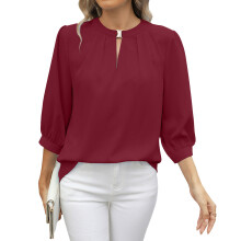 Elegant and casual long-sleeved shirt, stylish-Burgundy XXL