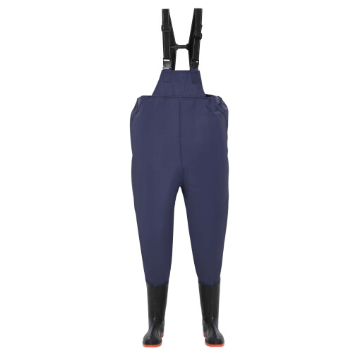 VidaXL vidaXL Chest Waders with Boots PVC Coated Polyester Size 40 Blue 1