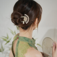 (U-shaped hairpin-841) Épingle Cheveux Perle Strass Style Chinois