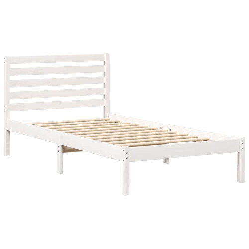 VidaXL vidaXL Bed Frame with Headboard White 75 x 190 cm Solid Pine Wood 1
