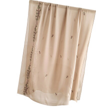 Comfortable Floral Hijab With Beautiful Floral Embroidery-Khaki