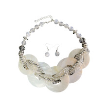 Elegant Shell Pendant Necklace And Matching Earrings Gift-White