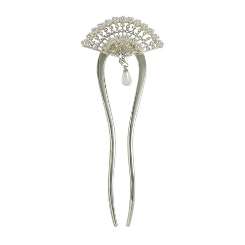 (U-shaped hairpin-841) Épingle Cheveux Perle Strass Style Chinois 1