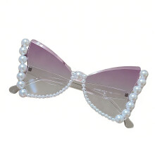 Trendy Cats Eye Sunglasses With Pearls Accents For Daily Wear-5