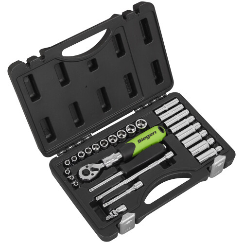 Sealey Sealey S01286 Socket Set Extending Ratchet 1/4"Sq Drive 26pc