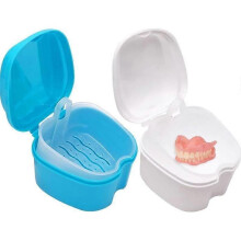 2 Pack Denture Bathroom Box Storage Box Dentures Storage Box Hanging Mesh Container Cleaning Teeth Travel Box Denture Box