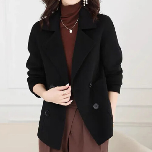 (Black, M) Plus Size Wintermantel Damen Koreanisch Warm