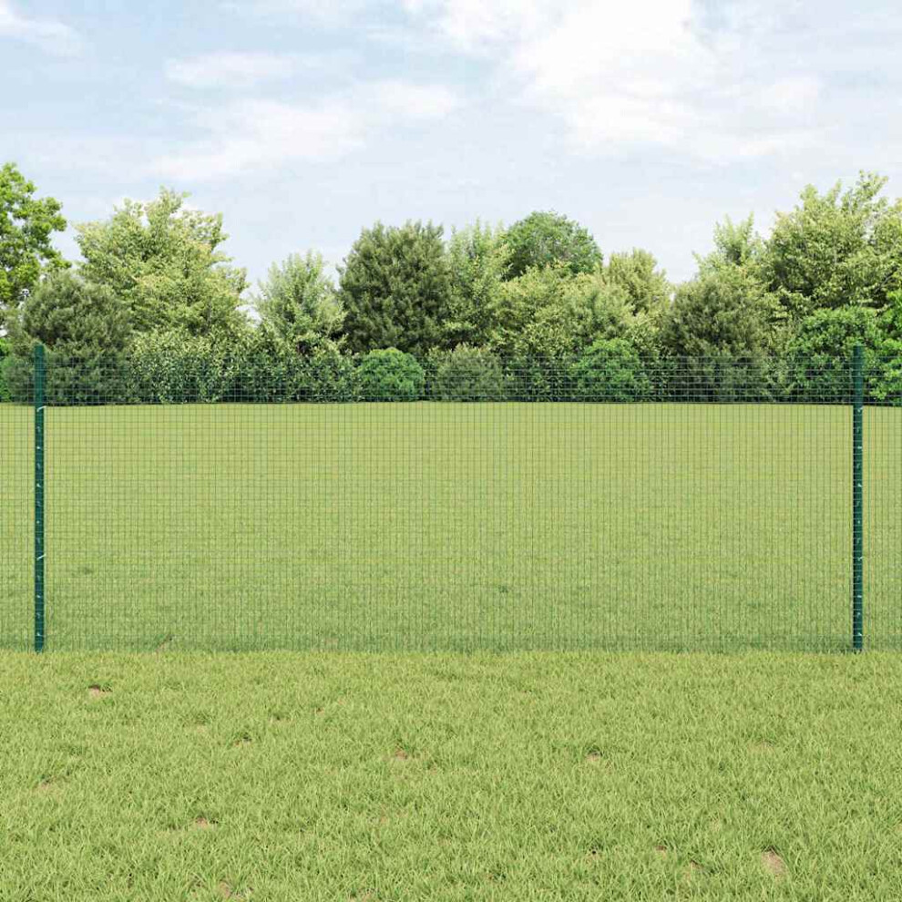 Vidaxl Welded Wire Fence With Post 25 X 0.8 M Pvc-Coated Steel Green