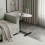 Living And Home C-Shaped Oval Grooved Side Table, White Marble 2