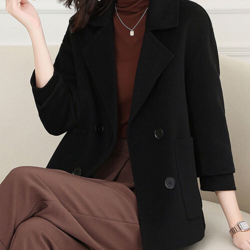 (Black, M) Plus Size Wintermantel Damen Koreanisch Warm 1