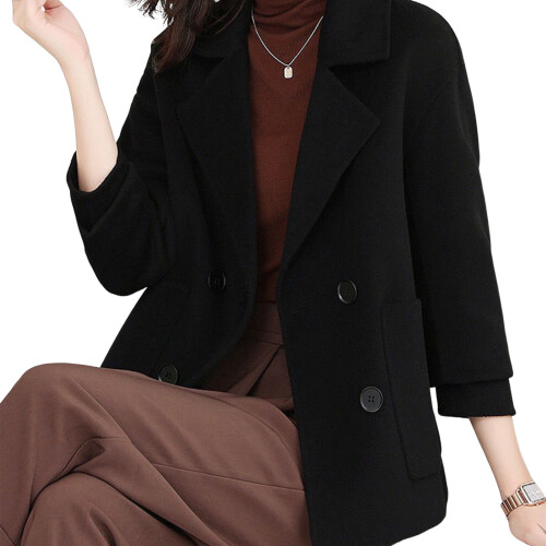 (Black, M) Plus Size Wintermantel Damen Koreanisch Warm 2