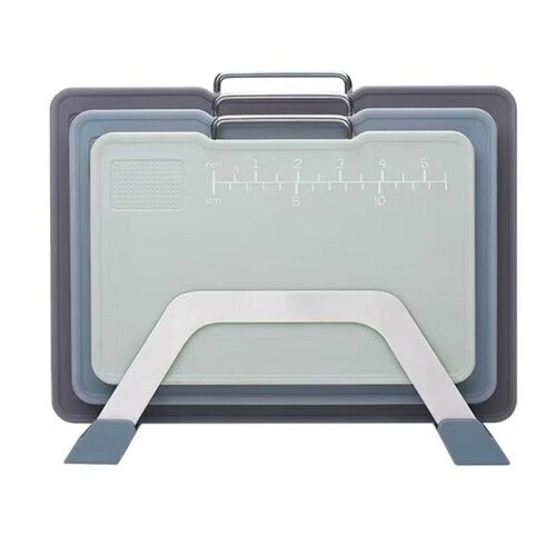 Multifunctional Kitchen Cutting Board Set with Stand, Grinding Area and Scale Marking - 3 Sizes for Efficient Chopping A