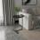 Living And Home C-Shaped Oval Grooved Side Table, Black Marble 1
