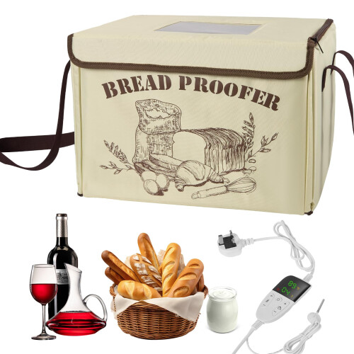 Electric Bread Proofer Box with Heater, Foldable Dough Fermentation Chamber with Smart Temperature Sensor & Timer for Bread, Sourdough, Pizza