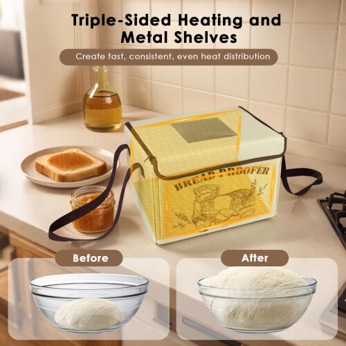 Electric Bread Proofer Box with Heater, Foldable Dough Fermentation Chamber with Smart Temperature Sensor & Timer for Bread, Sourdough, Pizza 1
