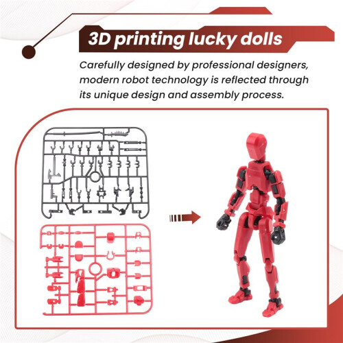 Robot Action Figure, 3D Printed with Full Articulation for Stop Motion Animation Red 2