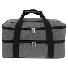 Insulated Double Casserole Carrier, Expandable Thermal Tote Bag with Handles, Leakproof Snack Tote, Wide Opening Food Carrier for Work, Travel,