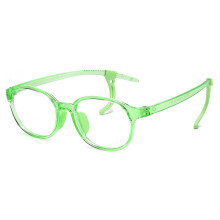 (Green)Kids Simple Transparent Glasses Frame With Blue Light Filter For Children With Elliptical Faces