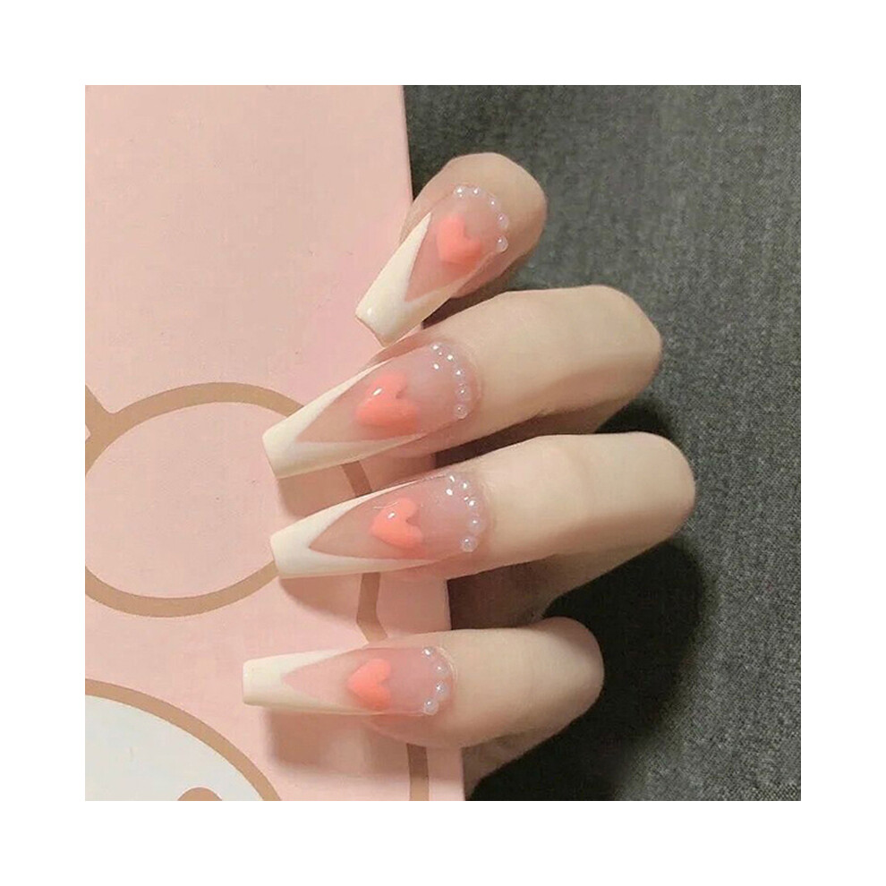 Dachuang Beauty 24Pcs Heart Print False Nail Patches