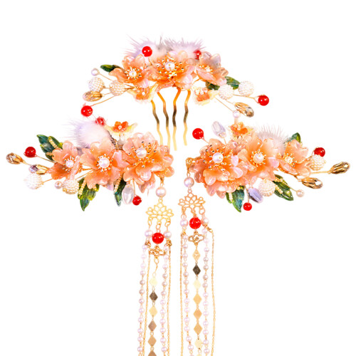 Hanfu Hair Comb Set with Long Tassel 1