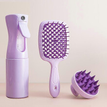 (3pcs set) Peigne de Massage du cuir chevelu, ensemble de 2/3 pices, peigne ajour, brosse de Massage pour shampoing, bain, lavage des cheveux, flacon