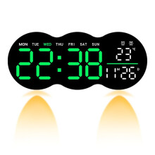 LED Ambient Light Clock Living Room Wall Clock Timing Function Two Sets of Clock Brightness Level Remote Control. A