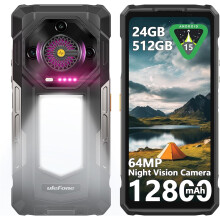(12800mAh, Black) Ulefone Armor 30 4G Android 15 Rugged Phone, 24(12+12)GB 512GB, 6.95" FHD, 12800mAh