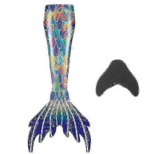 (XL, Dark Blue) mermaid tails for swimming for kids and adults with monofin