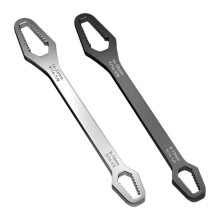 Doppelkopf-Ringschlüssel 3.5mm Stärke 2er-Set – Schwarz & Silber Mini 3-8/8-17 Verstellbarer Selbstsichernder Schraubenschlüssel