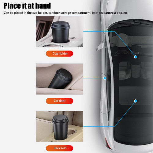 2pcs Car Trash Can with Lid, Universal Fit 1