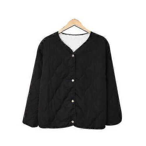 (S, BLACK) Women'S Botton-Down Winter Coat Two- Side Wear Quilted