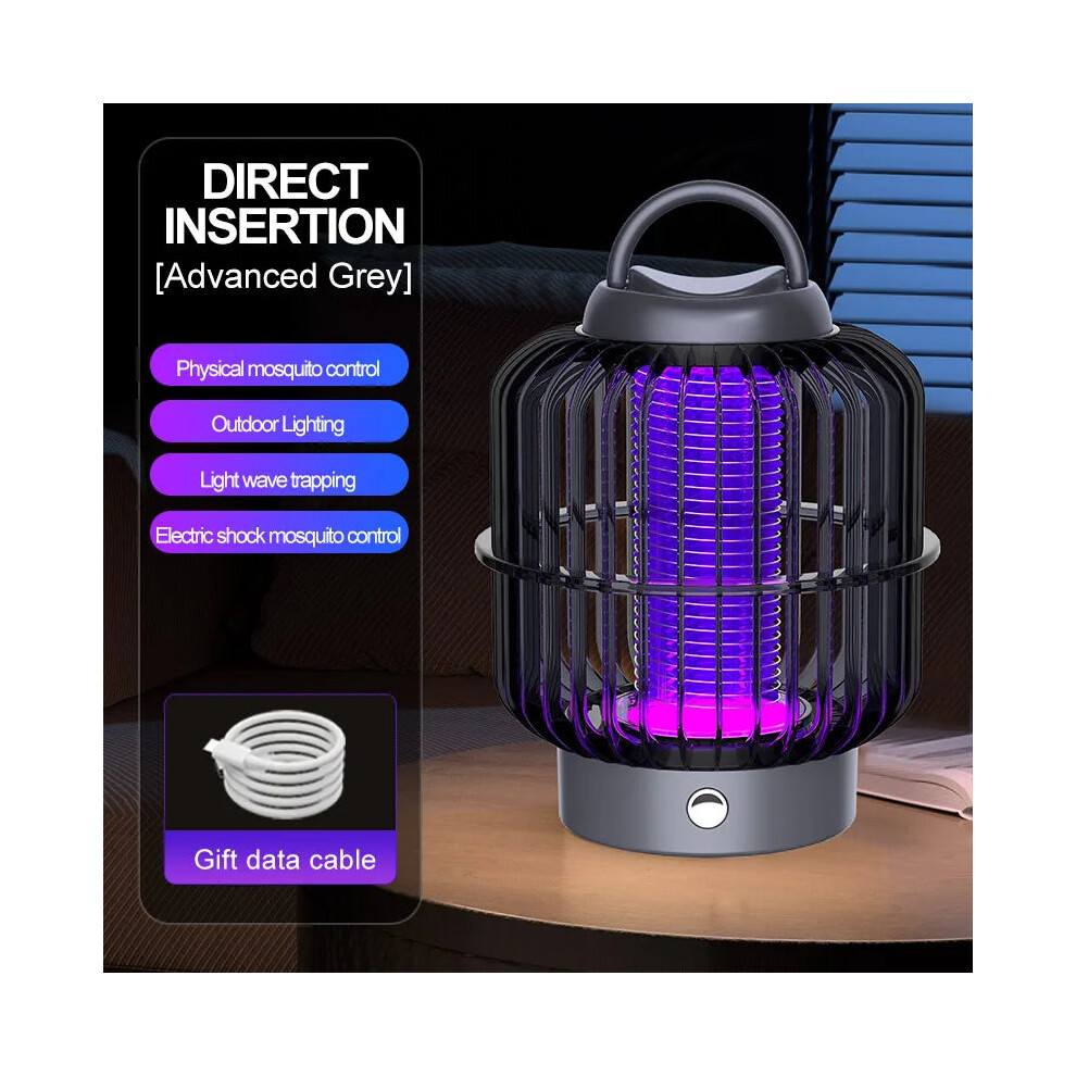 ( Plug In Use) New Solar Mosquito Killer Lamp Outdoor Portable Camping Usb Rechargeable Mosquito Repellent Trap Lamp Desktop Wall Mount Black 3392740642792