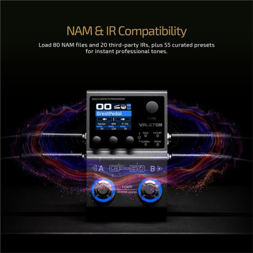 Valeton GP-50 Electric Guitar Effect Multi-Effects Processor NAM & IR Loader with 100+ HD Effects Single Block Effect Device 2
