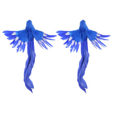 2X Artificial Bird Feathers Plastic Figurine Landscape Ornament Garden Decor Christmas - 2( Tail), 28 x 5 x 3cm