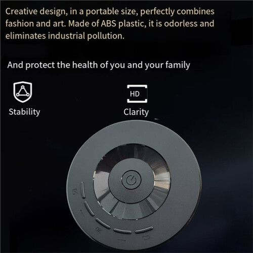 Round Projector Wired Screen Mirroring Supports Screen Mirroring for Android IOS USB Flash Drives 1080P MP4 Format