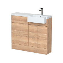 Alrewas Contemporary 2 Door Right-Hand Floor Standing Combination Unit with Basin, Bleached Oak, 1000mm