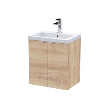 Alrewas Contemporary 2 Door Wall Hung Vanity Unit with Basin, Bleached Oak, 500mm