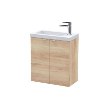 Alrewas Contemporary 2 Door Wall Hung Vanity Unit with Basin, Bleached Oak, 500mm