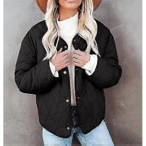 (S, BLACK) Women'S Botton-Down Winter Coat Two- Side Wear Quilted 2