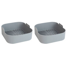 2X ÅTeranvändbar Airfryer Silikonkorg Ugn Bakplåt Stekt Pizza Kyckling Lätt Att Rengöra Air Fryer Liner Grå