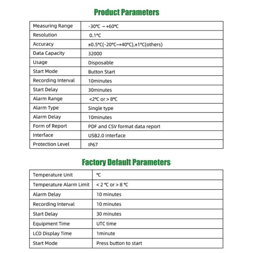 Digital Display USB Temperature Data Logger 32000 Point Capacity Disposable Temperature Recorder PDF Report Recorder 2
